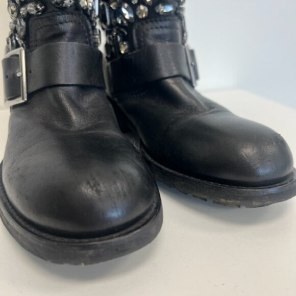 Jimmy Choo black leather boot whit crystal embellishments - Picture 2 of 8